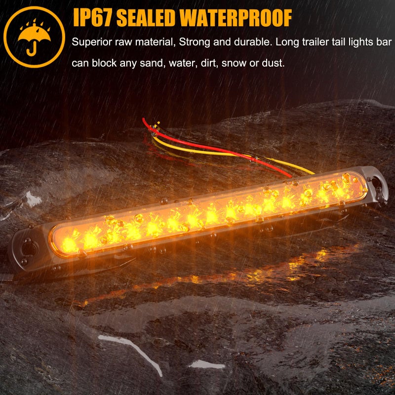 PSEQT 10" 15 LED Trailer Turn Tail Light Bar - Amber Sequential Signal Marker Assembly With Identification Clearance Strip - Waterproof for Wrangler, Golf Cart, Offroad Truck, RV, UTV, ATV - Image 5